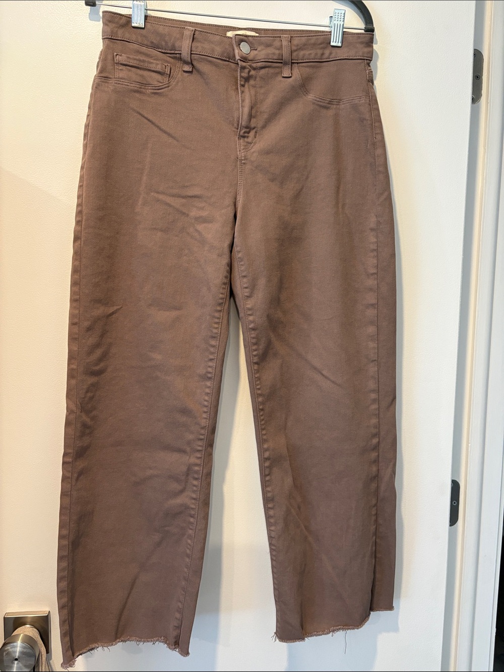 Women’s mid-rise Straight Leg ankle length light brown jeans
